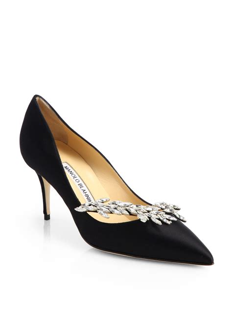 Crystal Satin pumps with crystals 